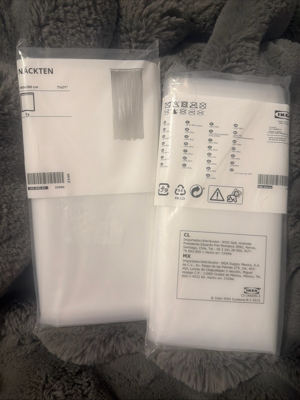 2 IKEA Nackten Shower Curtain Clear Transparent 71" X 71" Unopened BB